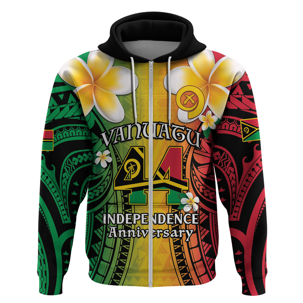 Vanuatu Independence Day Zip Hoodie Long God Yumi Stanap Happy 44th Anniversary