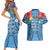 Fiji Day Couples Matching Short Sleeve Bodycon Dress and Hawaiian Shirt Happy 54 Years Of Independence Tapa Pattern Blue