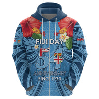 Fiji Day Hoodie Happy 54 Years Of Independence Tapa Pattern Blue