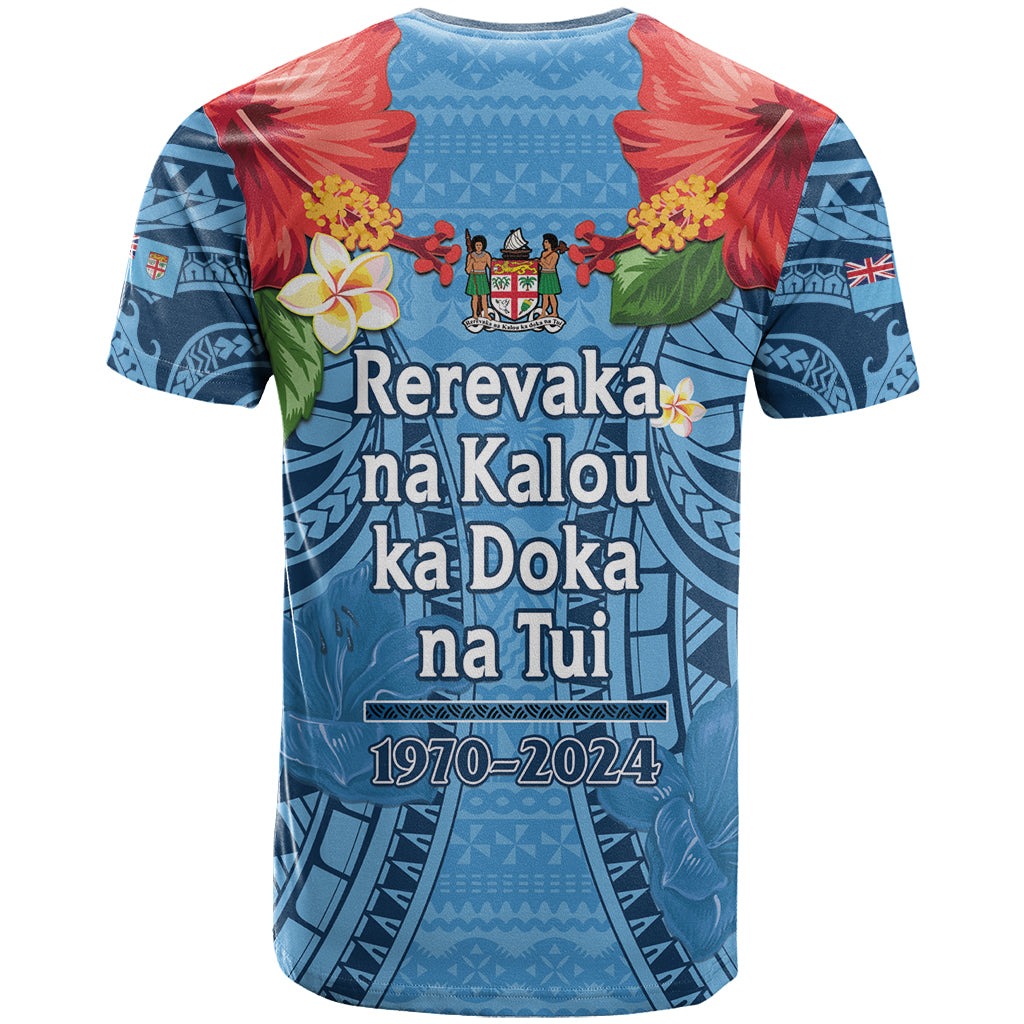 Fiji Day T Shirt Happy 54 Years Of Independence Tapa Pattern Blue LT14 - Polynesian Pride