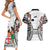 Fiji Day Couples Matching Short Sleeve Bodycon Dress and Hawaiian Shirt Happy 54 Years Of Independence Tapa Pattern White