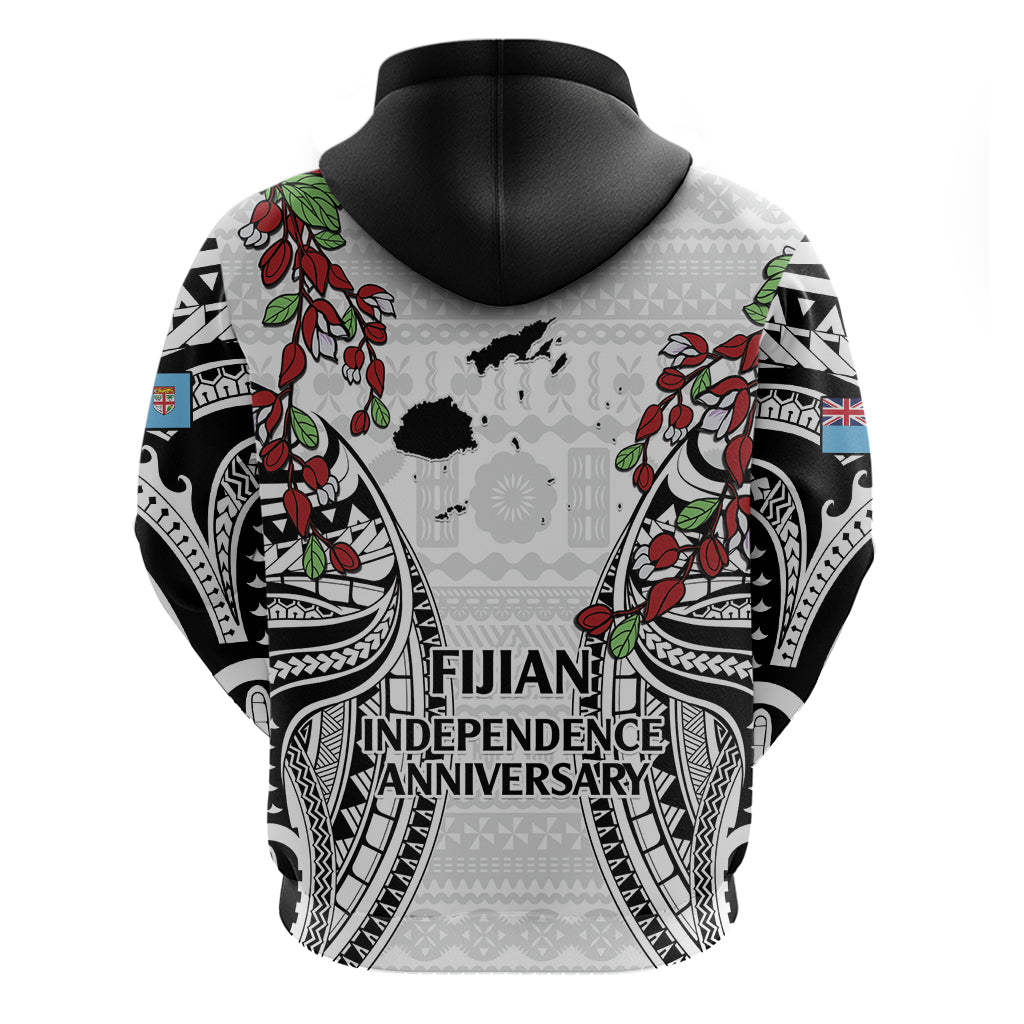 Fiji Day Hoodie Happy 54 Years Of Independence Tapa Pattern White