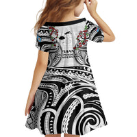 Fiji Day Kid Short Sleeve Dress Happy 54 Years Of Independence Tapa Pattern White LT14 - Polynesian Pride
