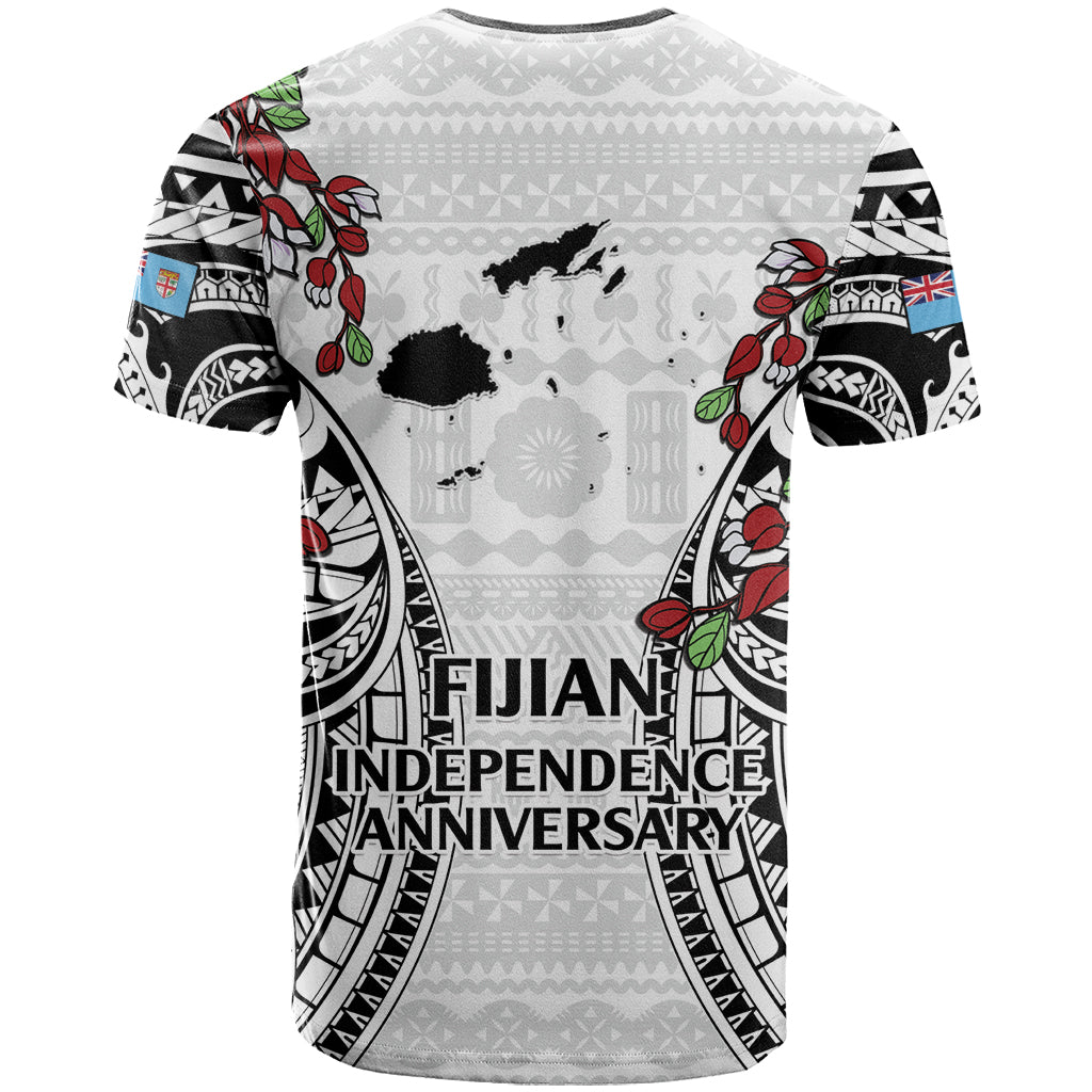 Fiji Day T Shirt Happy 54 Years Of Independence Tapa Pattern White LT14 - Polynesian Pride