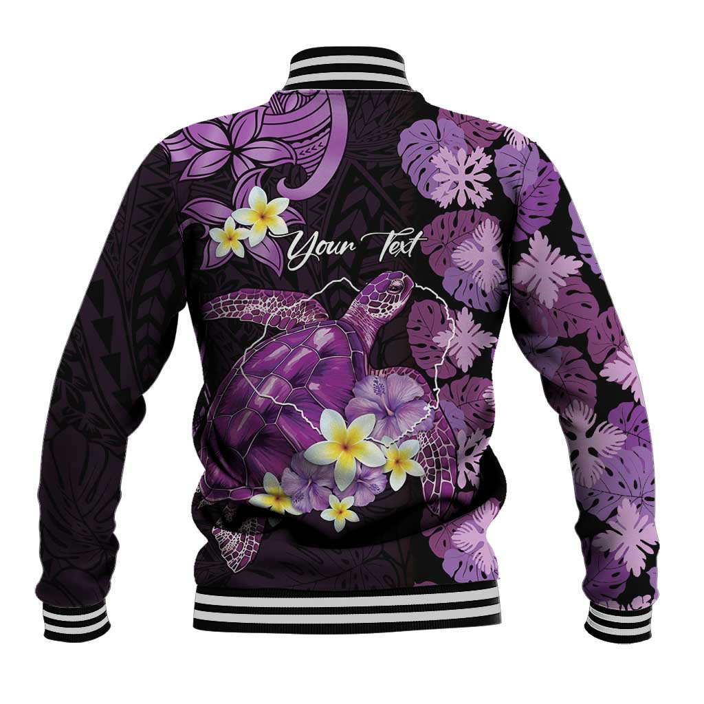 Personalised Aloha Hawaii Kauai Island Baseball Jacket Garden Isle Map Sea Turtle Plumeria
