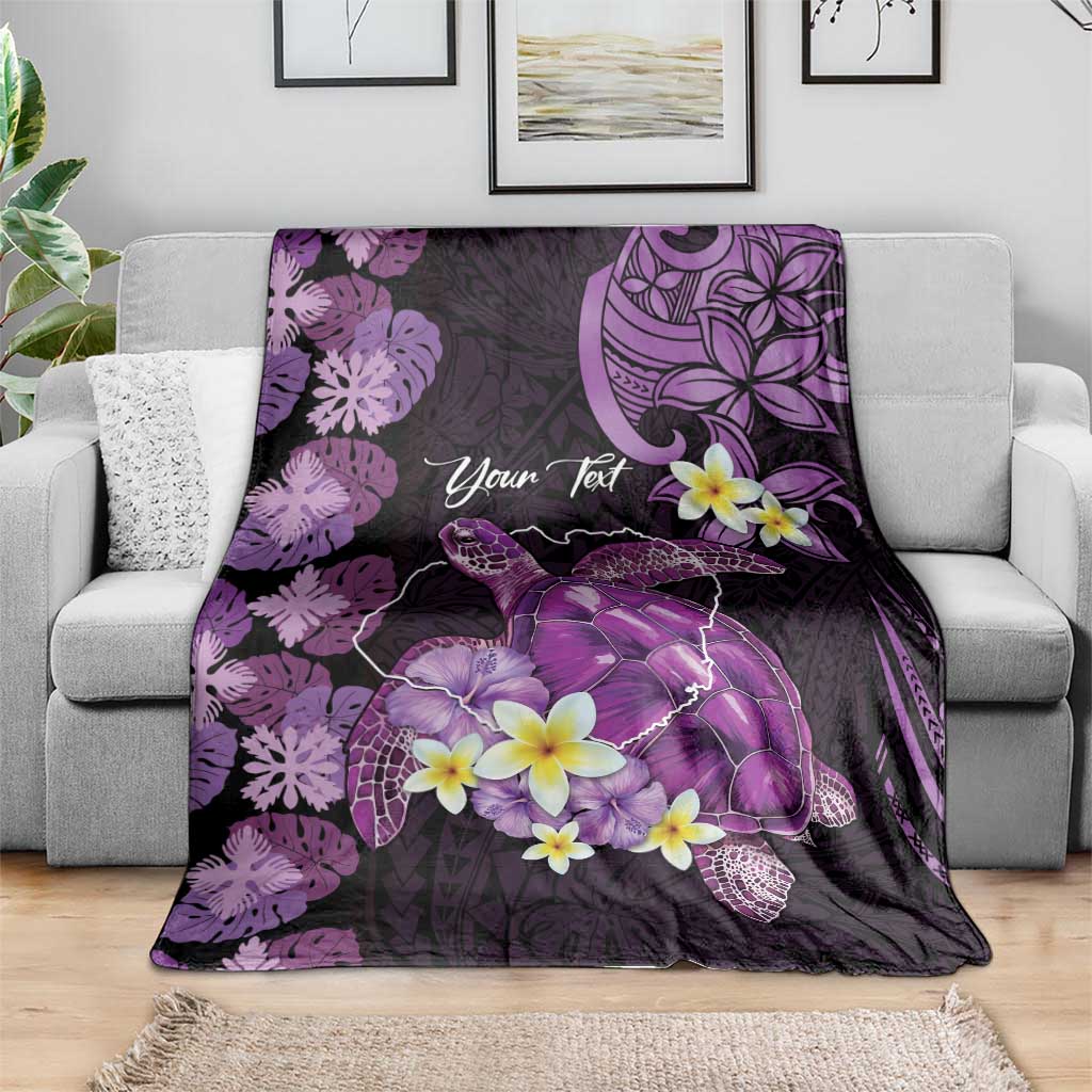Personalised Aloha Hawaii Kauai Island Blanket Garden Isle Map Sea Turtle Plumeria