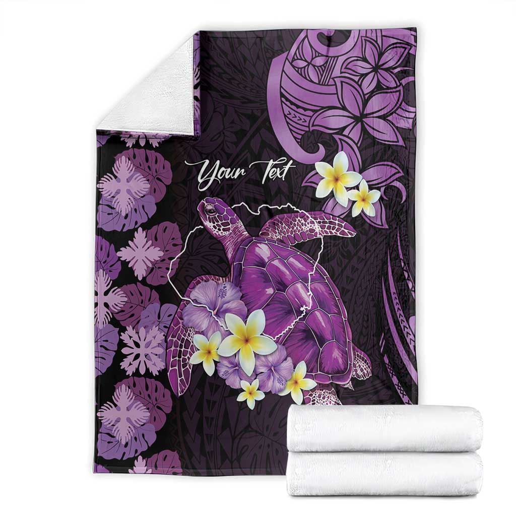 Personalised Aloha Hawaii Kauai Island Blanket Garden Isle Map Sea Turtle Plumeria