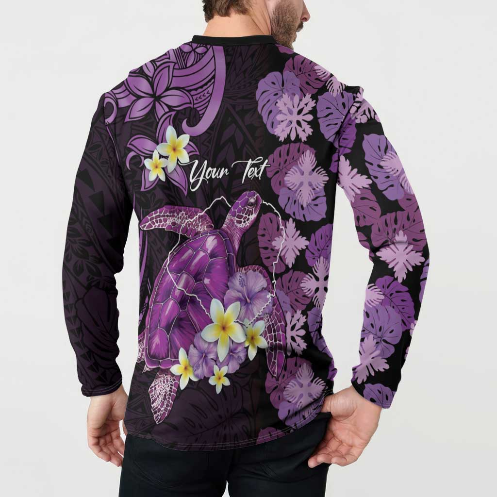 Personalised Aloha Hawaii Kauai Island Button Sweatshirt Garden Isle Map Sea Turtle Plumeria