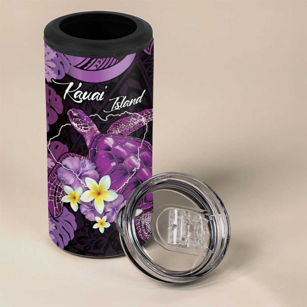 Personalised Aloha Hawaii Kauai Island 4 in 1 Can Cooler Tumbler Garden Isle Map Sea Turtle Plumeria