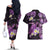 Personalised Aloha Hawaii Kauai Island Couples Matching Off The Shoulder Long Sleeve Dress and Hawaiian Shirt Garden Isle Map Sea Turtle Plumeria