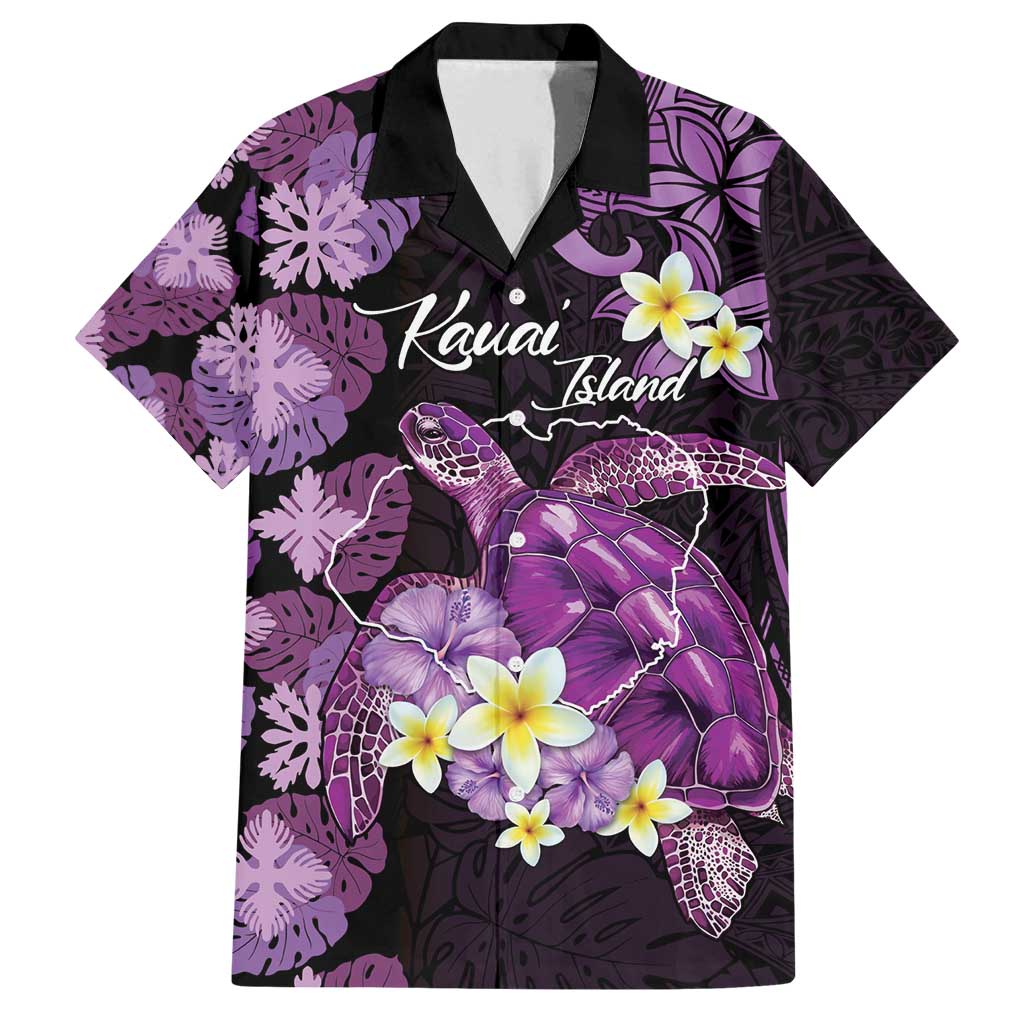 Personalised Aloha Hawaii Kauai Island Family Matching Puletasi and Hawaiian Shirt Garden Isle Map Sea Turtle Plumeria