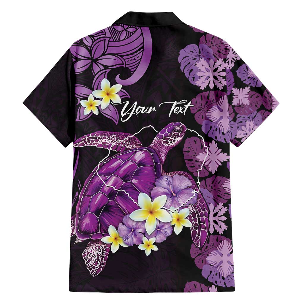 Personalised Aloha Hawaii Kauai Island Hawaiian Shirt Garden Isle Map Sea Turtle Plumeria