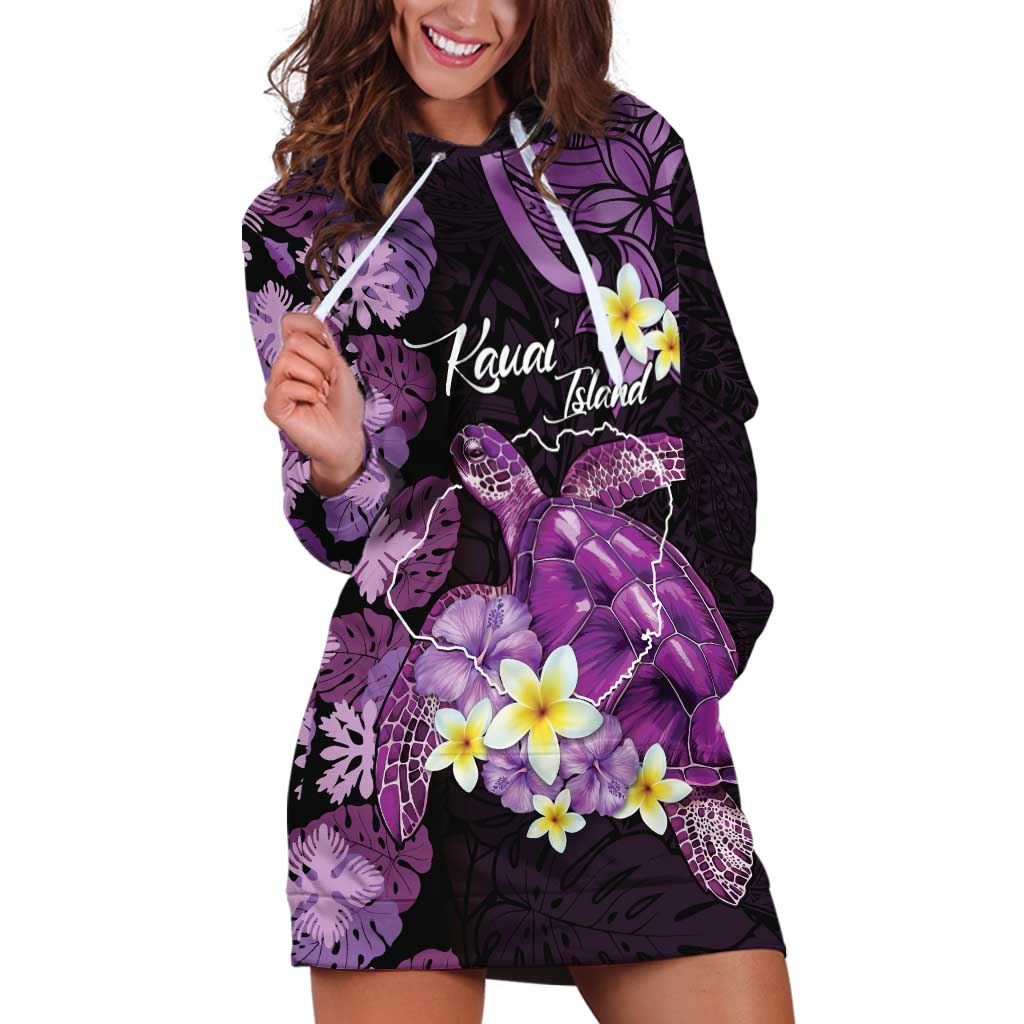 Personalised Aloha Hawaii Kauai Island Hoodie Dress Garden Isle Map Sea Turtle Plumeria