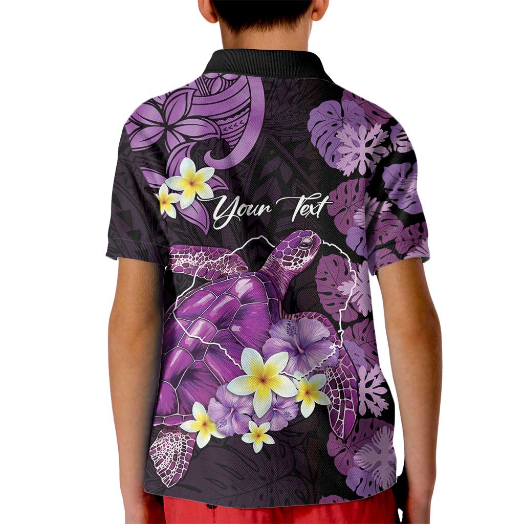 Personalised Aloha Hawaii Kauai Island Kid Polo Shirt Garden Isle Map Sea Turtle Plumeria