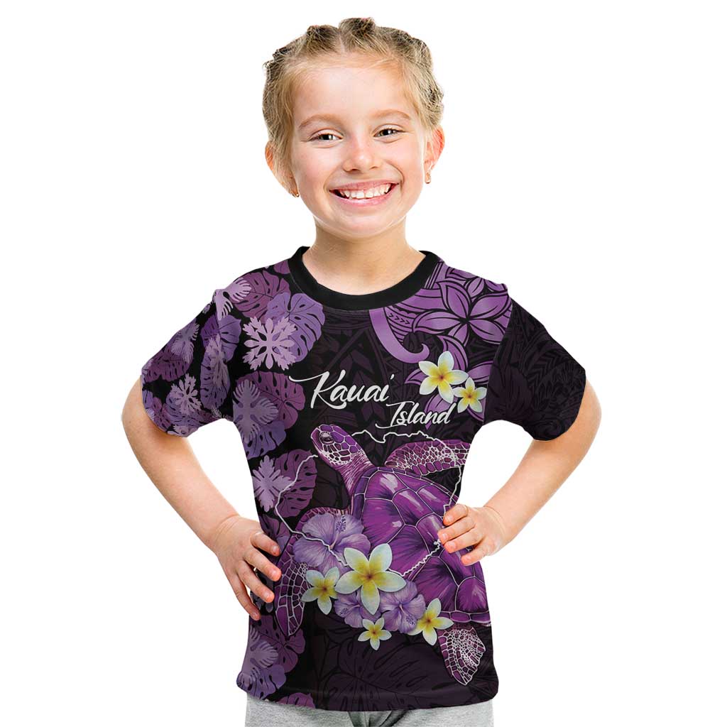 Personalised Aloha Hawaii Kauai Island Kid T Shirt Garden Isle Map Sea Turtle Plumeria