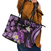 Personalised Aloha Hawaii Kauai Island Leather Tote Bag Garden Isle Map Sea Turtle Plumeria