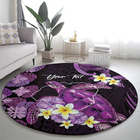 Personalised Aloha Hawaii Kauai Island Round Carpet Garden Isle Map Sea Turtle Plumeria