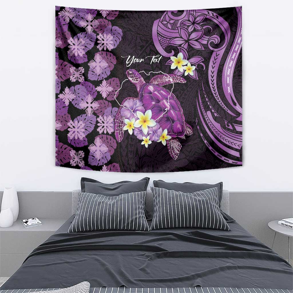 Personalised Aloha Hawaii Kauai Island Tapestry Garden Isle Map Sea Turtle Plumeria