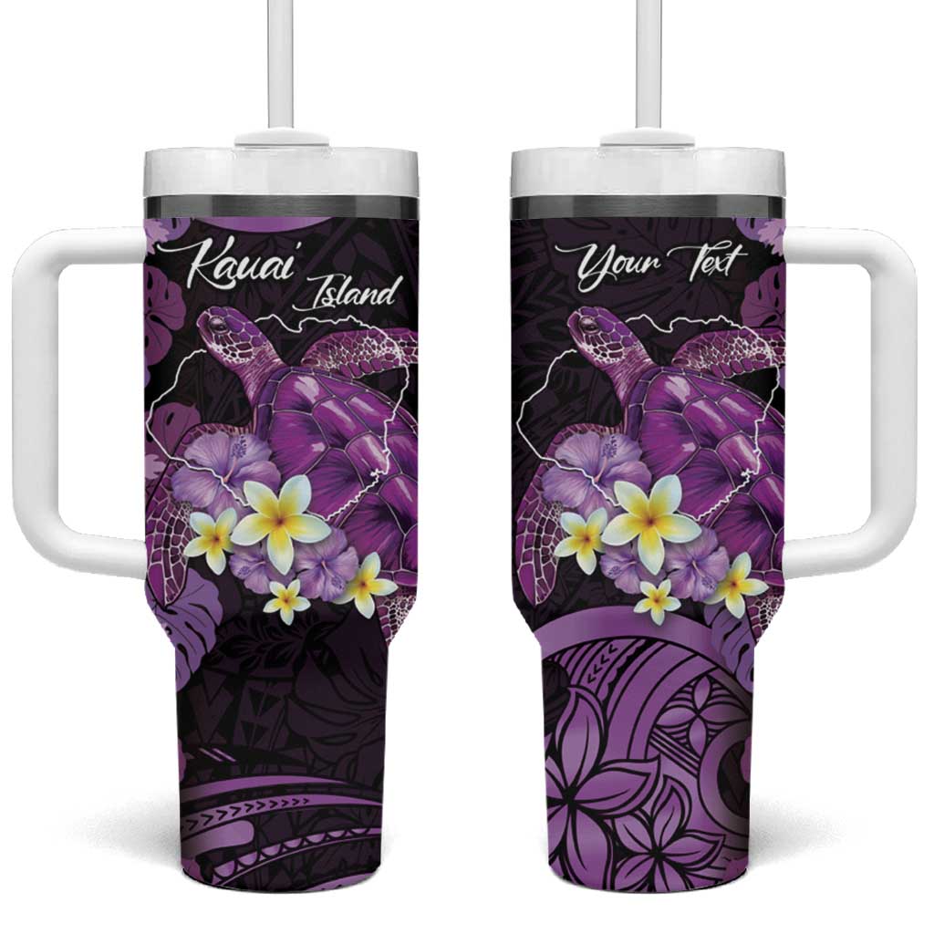 Personalised Aloha Hawaii Kauai Island Tumbler With Handle Garden Isle Map Sea Turtle Plumeria