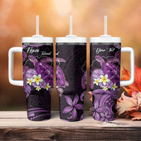 Personalised Aloha Hawaii Kauai Island Tumbler With Handle Garden Isle Map Sea Turtle Plumeria