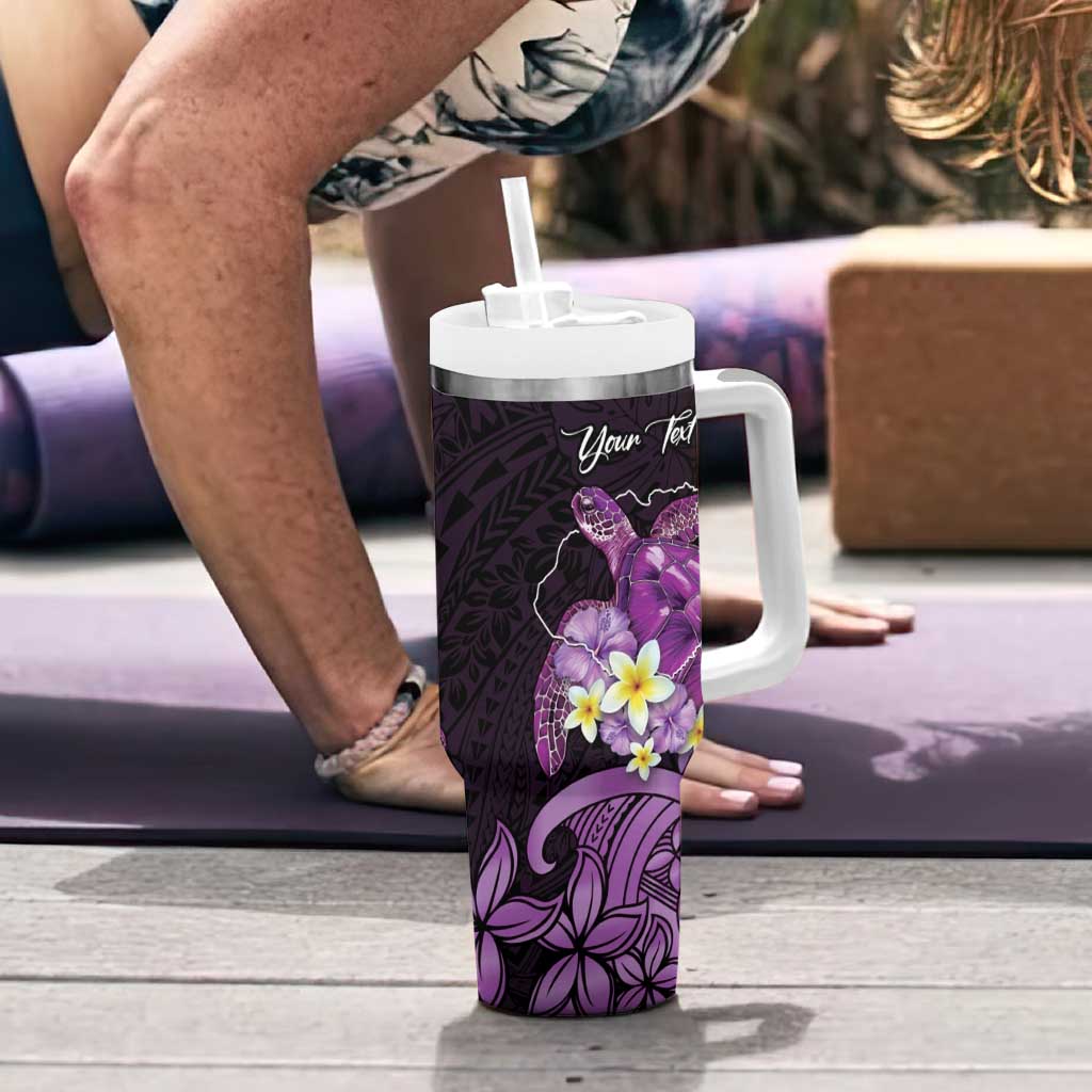 Personalised Aloha Hawaii Kauai Island Tumbler With Handle Garden Isle Map Sea Turtle Plumeria