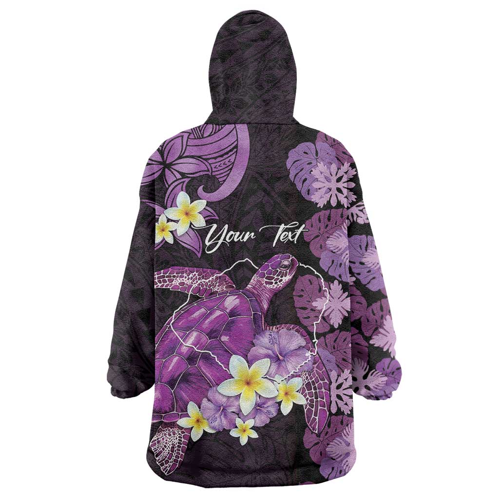 Personalised Aloha Hawaii Kauai Island Wearable Blanket Hoodie Garden Isle Map Sea Turtle Plumeria