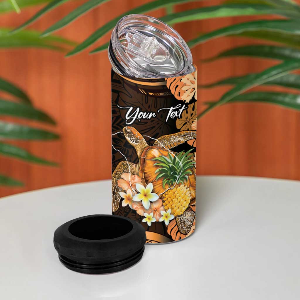 Personalised Aloha Hawaii Lanai Island 4 in 1 Can Cooler Tumbler Pineapple Isle Map Sea Turtle Plumeria