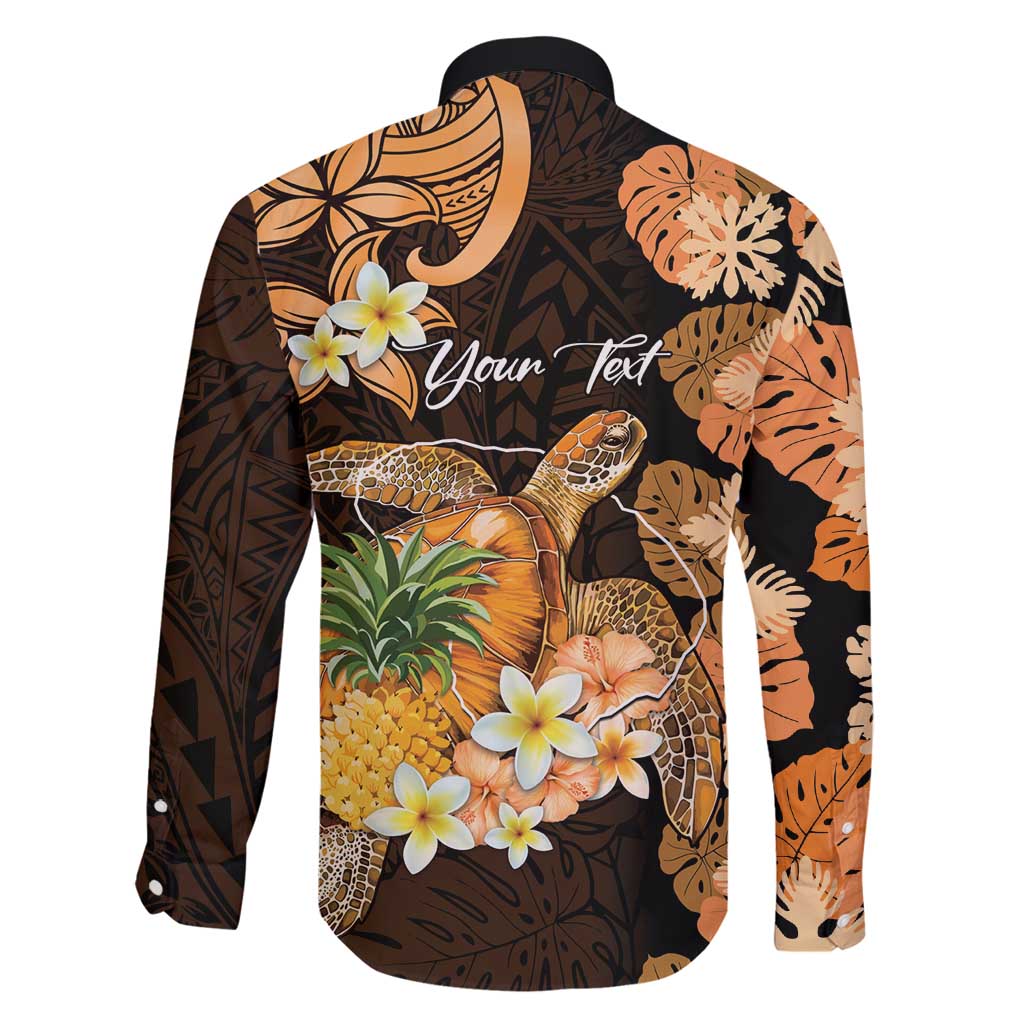 Personalised Aloha Hawaii Lanai Island Family Matching Off Shoulder Short Dress and Hawaiian Shirt Pineapple Isle Map Sea Turtle Plumeria