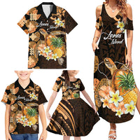 Personalised Aloha Hawaii Lanai Island Family Matching Summer Maxi Dress and Hawaiian Shirt Pineapple Isle Map Sea Turtle Plumeria