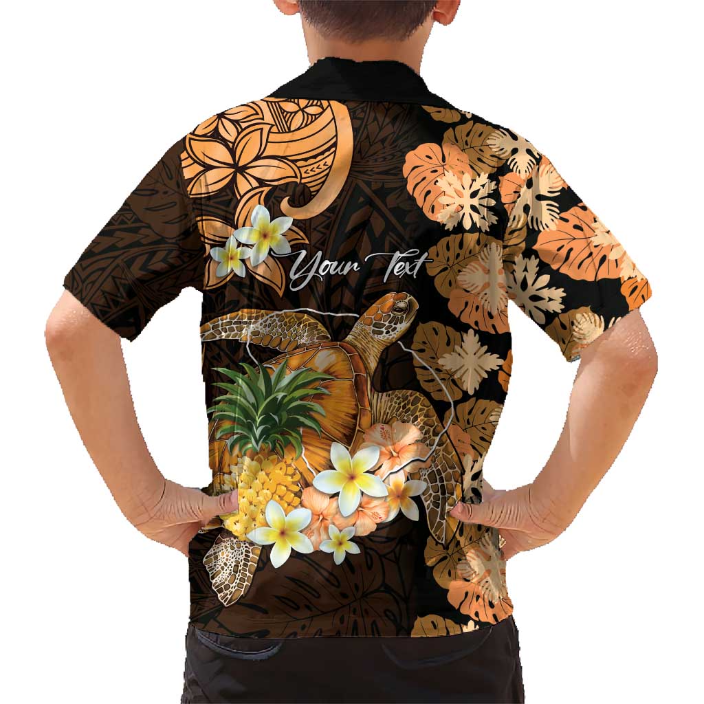Personalised Aloha Hawaii Lanai Island Hawaiian Shirt Pineapple Isle Map Sea Turtle Plumeria