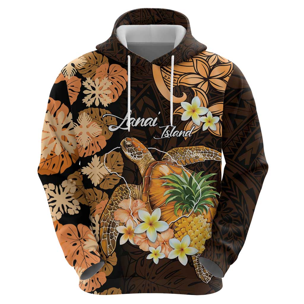 Personalised Aloha Hawaii Lanai Island Hoodie Pineapple Isle Map Sea Turtle Plumeria