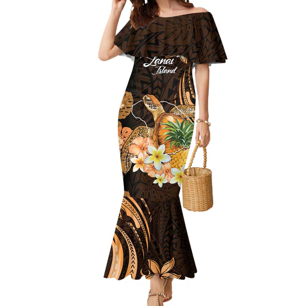 Personalised Aloha Hawaii Lanai Island Mermaid Dress Pineapple Isle Map Sea Turtle Plumeria