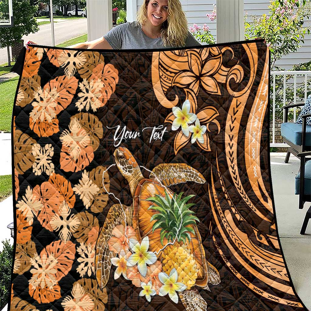 Personalised Aloha Hawaii Lanai Island Quilt Pineapple Isle Map Sea Turtle Plumeria