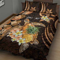 Personalised Aloha Hawaii Lanai Island Quilt Bed Set Pineapple Isle Map Sea Turtle Plumeria