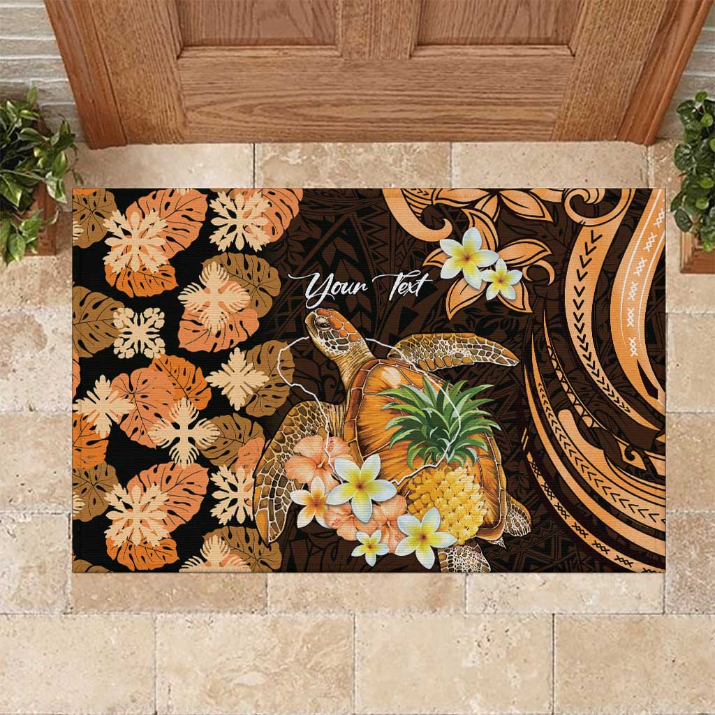 Personalised Aloha Hawaii Lanai Island Rubber Doormat Pineapple Isle Map Sea Turtle Plumeria