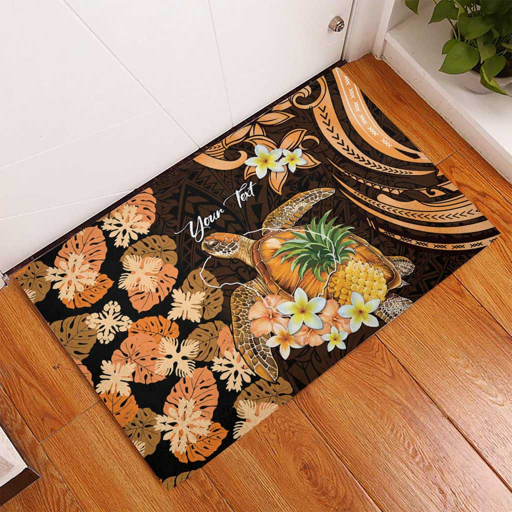 Personalised Aloha Hawaii Lanai Island Rubber Doormat Pineapple Isle Map Sea Turtle Plumeria