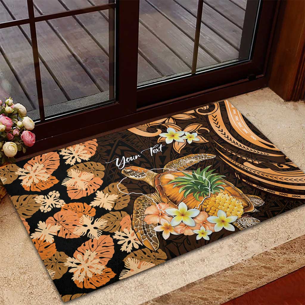 Personalised Aloha Hawaii Lanai Island Rubber Doormat Pineapple Isle Map Sea Turtle Plumeria