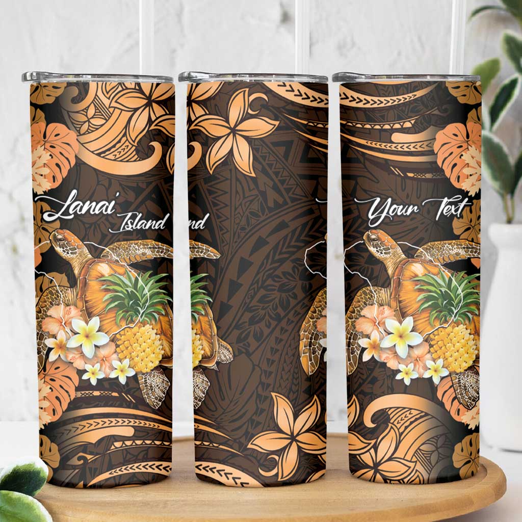 Personalised Aloha Hawaii Lanai Island Skinny Tumbler Pineapple Isle Map Sea Turtle Plumeria