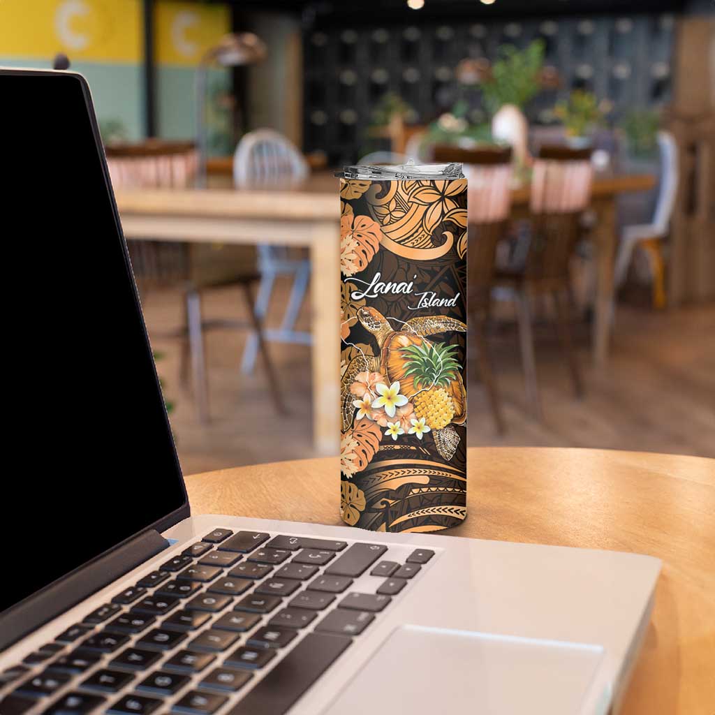 Personalised Aloha Hawaii Lanai Island Skinny Tumbler Pineapple Isle Map Sea Turtle Plumeria