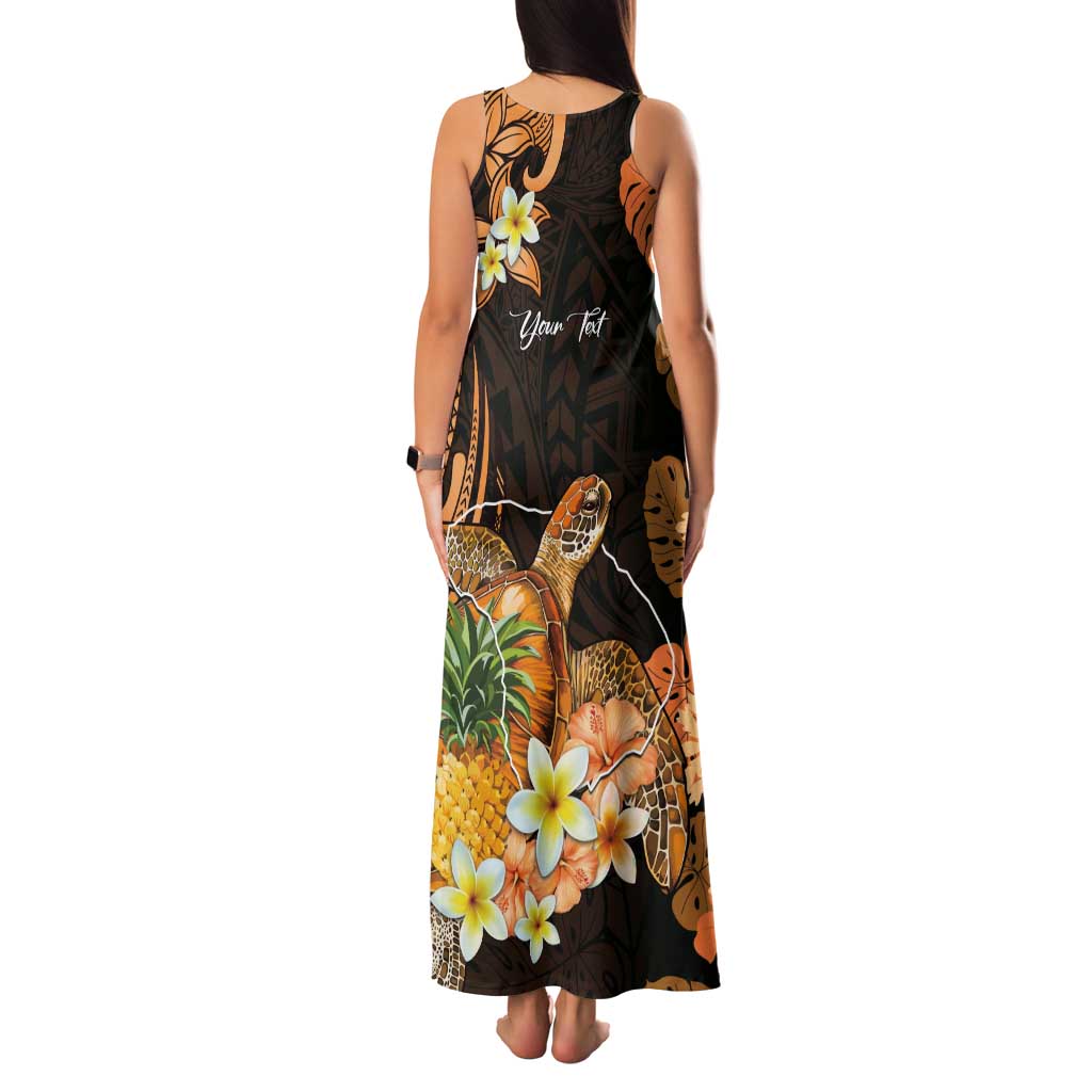 Personalised Aloha Hawaii Lanai Island Tank Maxi Dress Pineapple Isle Map Sea Turtle Plumeria
