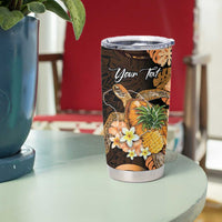 Personalised Aloha Hawaii Lanai Island Tumbler Cup Pineapple Isle Map Sea Turtle Plumeria