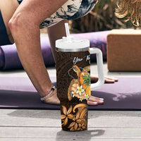 Personalised Aloha Hawaii Lanai Island Tumbler With Handle Pineapple Isle Map Sea Turtle Plumeria