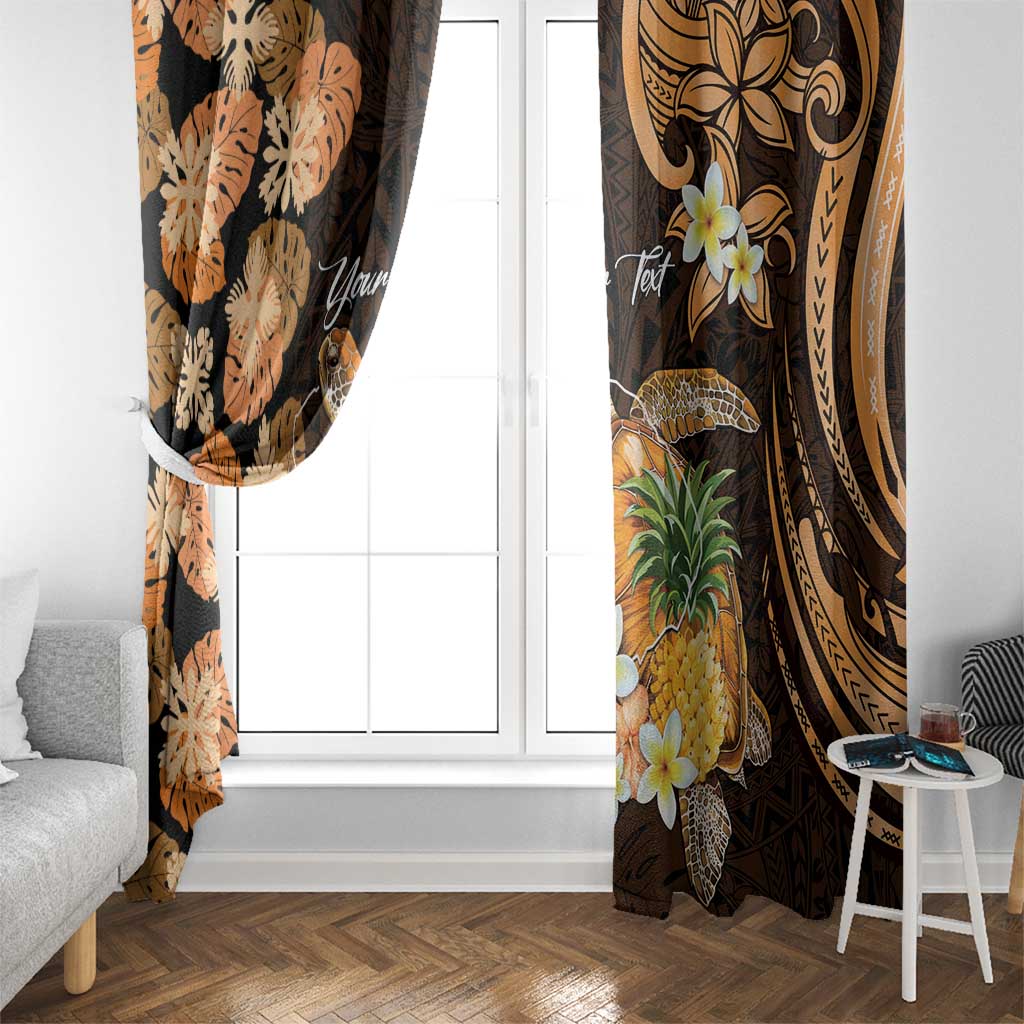 Personalised Aloha Hawaii Lanai Island Window Curtain Pineapple Isle Map Sea Turtle Plumeria