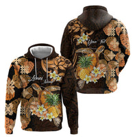 Personalised Aloha Hawaii Lanai Island Zip Hoodie Pineapple Isle Map Sea Turtle Plumeria