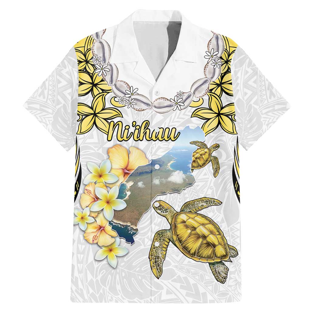 Personalised Aloha Hawaii Niihau Island Family Matching Mermaid Dress and Hawaiian Shirt Forbidden Isle Map Shell Lei