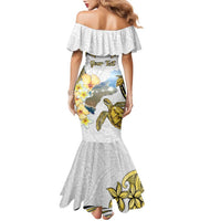 Personalised Aloha Hawaii Niihau Island Family Matching Mermaid Dress and Hawaiian Shirt Forbidden Isle Map Shell Lei