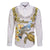 Personalised Aloha Hawaii Niihau Island Family Matching Off The Shoulder Long Sleeve Dress and Hawaiian Shirt Forbidden Isle Map Shell Lei