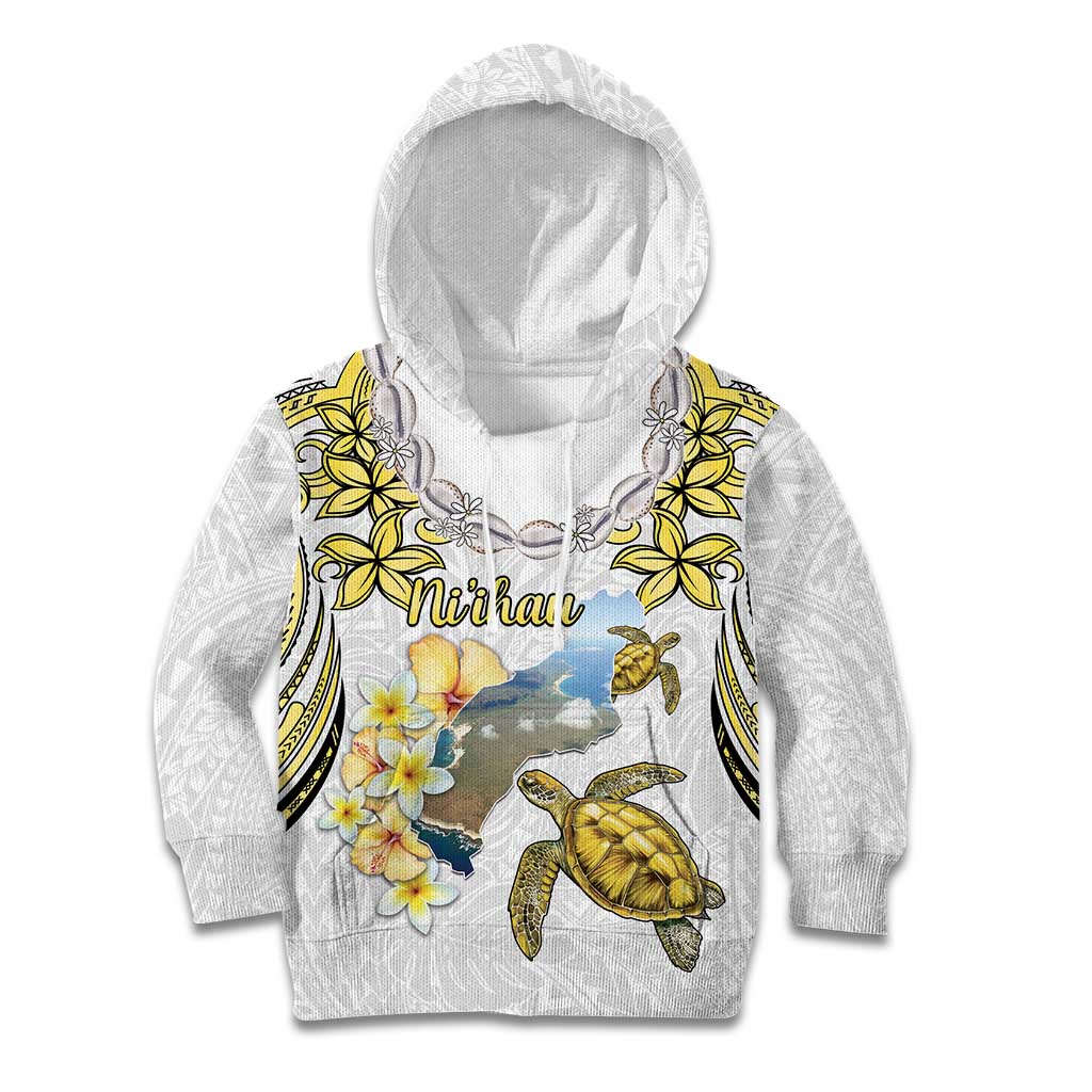 Personalised Aloha Hawaii Niihau Island Kid Hoodie Forbidden Isle Map Shell Lei