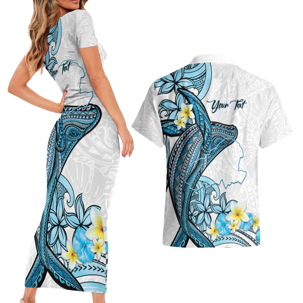 Personalised Aloha Hawaii Kahoolawe Island Couples Matching Short Sleeve Bodycon Dress and Hawaiian Shirt Target Isle Map With Humpback Whale