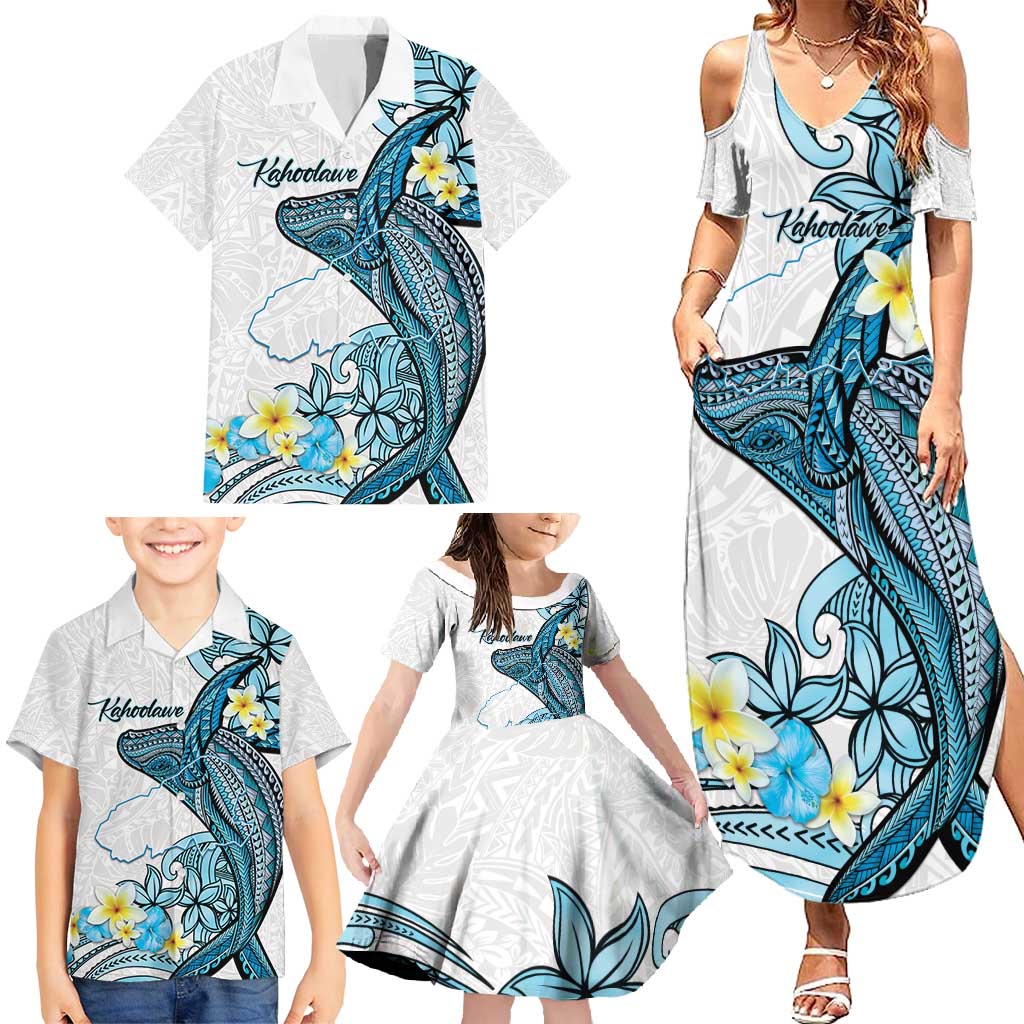 Personalised Aloha Hawaii Kahoolawe Island Family Matching Summer Maxi Dress and Hawaiian Shirt Target Isle Map With Humpback Whale